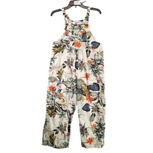 Cellabie Tropical Garden Floral Print Jumpsuit Overalls Women's M Baggy Pockets